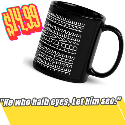 JESUS LOVES ME hidden pattern Black Glossy Mug
